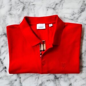 XXXL 100% Cotton Red Burberry Polo Shirt
